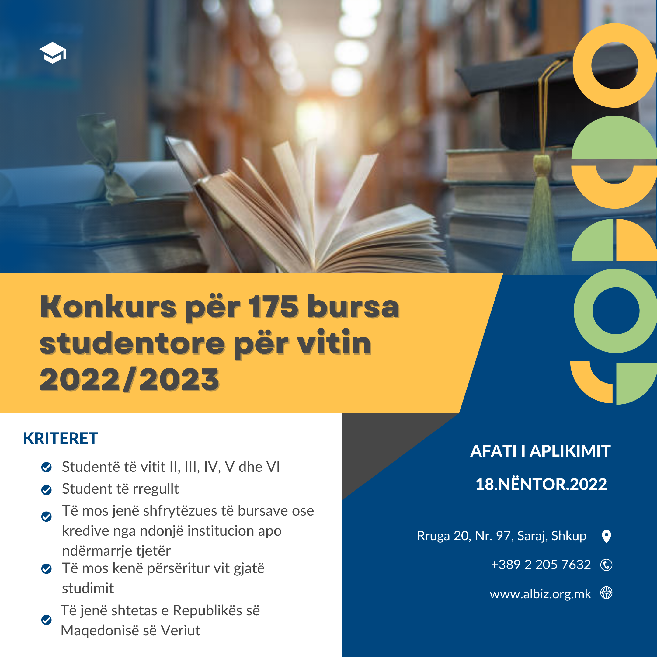 Fondacioni ALBIZ shpall konkurs për programin “Bursa studentë për vitin akademik 2022/23”